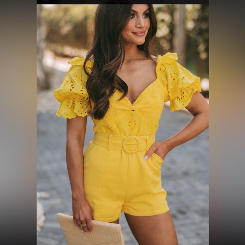 Yellow Belted Romper